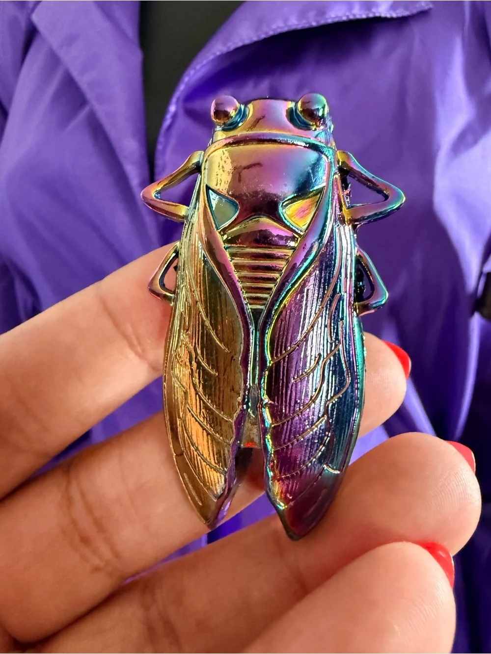 Handmade Iridescent Cicada Brooch Pin